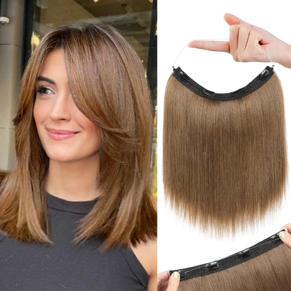 12”‎ Invisible Wire Hair Extension – Light Brown, Adjustable, Natural Straight